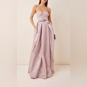 Zuhair Murad Lilac/Pink Ciaga Bow-Accented Lace-Moire Gown. Size: XS | US2,IT38
